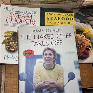 The Naked Chef Takes Off by Jamie Oliver, Steam Cookery, and Seafood Cookbooks